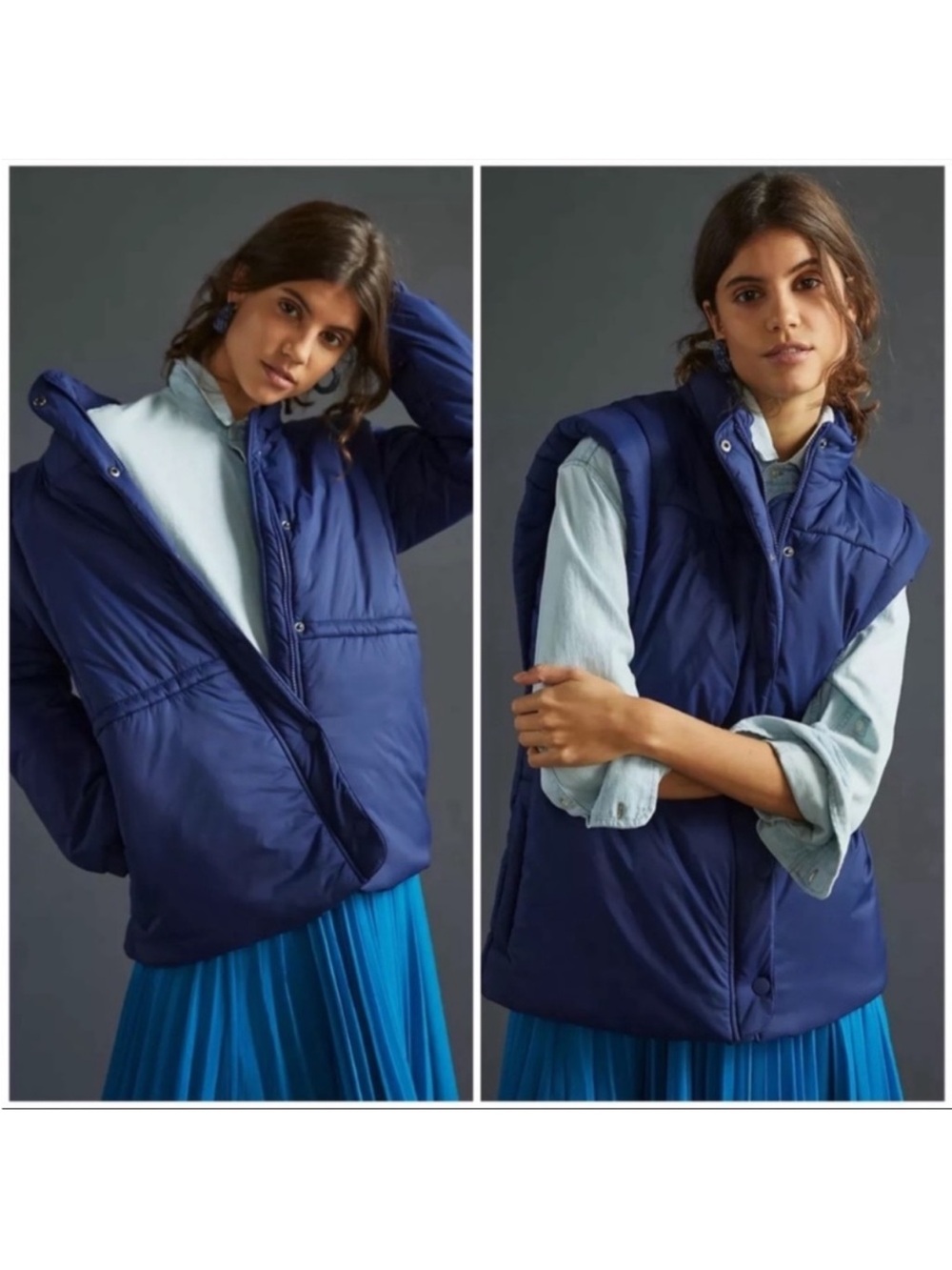 Anthropologie Maeve Quilted Navy Blue Puffer Vest